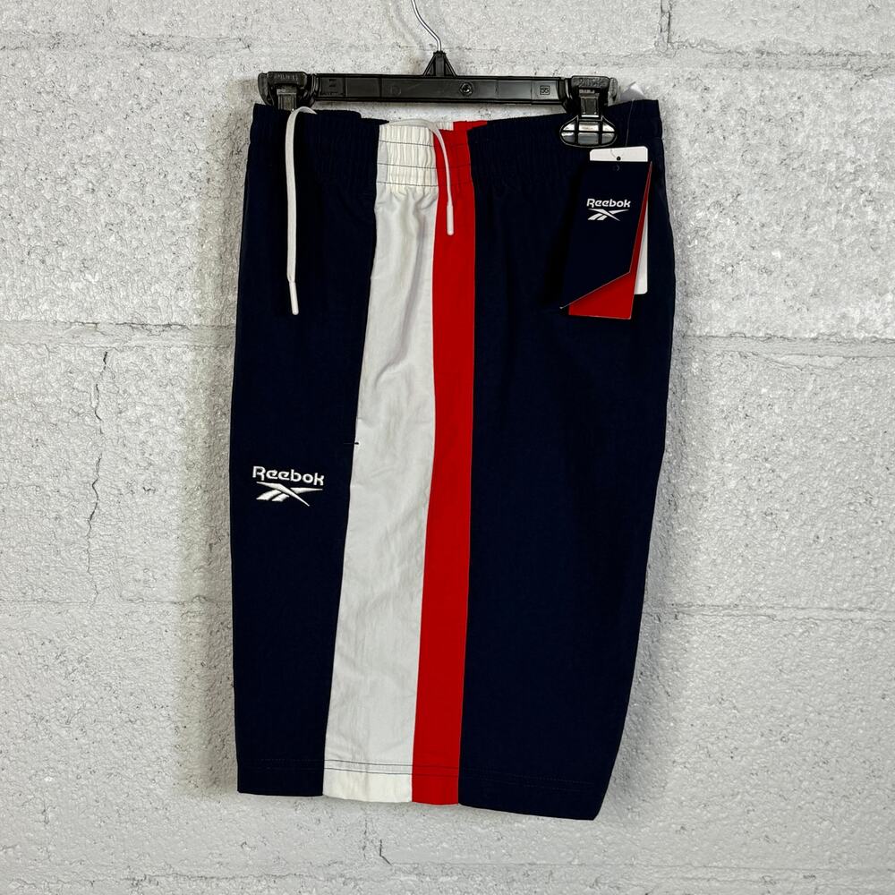 Reebok Men's Ivy League Reg-Fit Colorblocked Crinkled Shorts - Red/navy/white S
